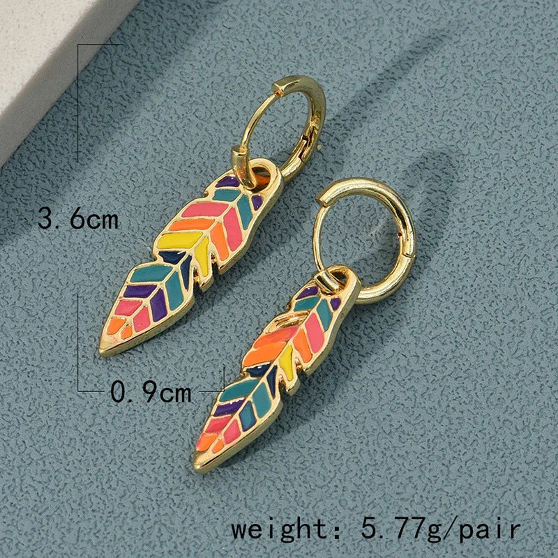 Wholesale Zinc Alloy Drop Oil Leaf Cactus Earrings Trendy Jewelry Accessory for Everyday Wear