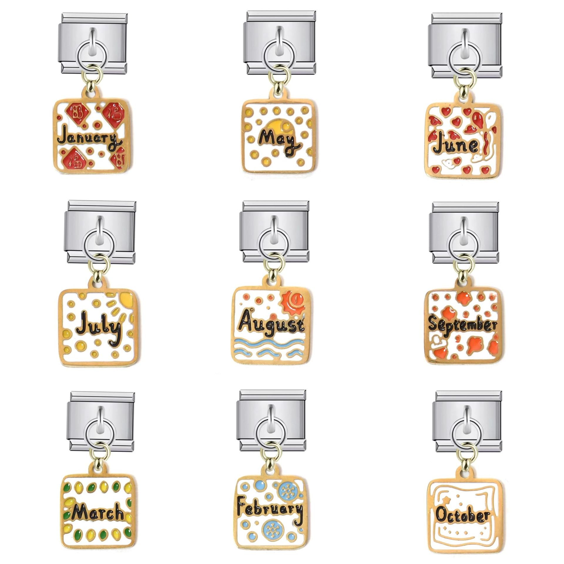 Wholesale Italian Charm Bracelet 9mm DIY Splicing Creative Pattern Pendant Titanium Steel Composable Bracelet