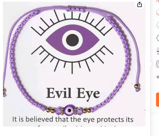 Wholesale Evil Eye Light Blue Adjustable String Bracelet with Gold Beads Handmade Jewelry Accessory