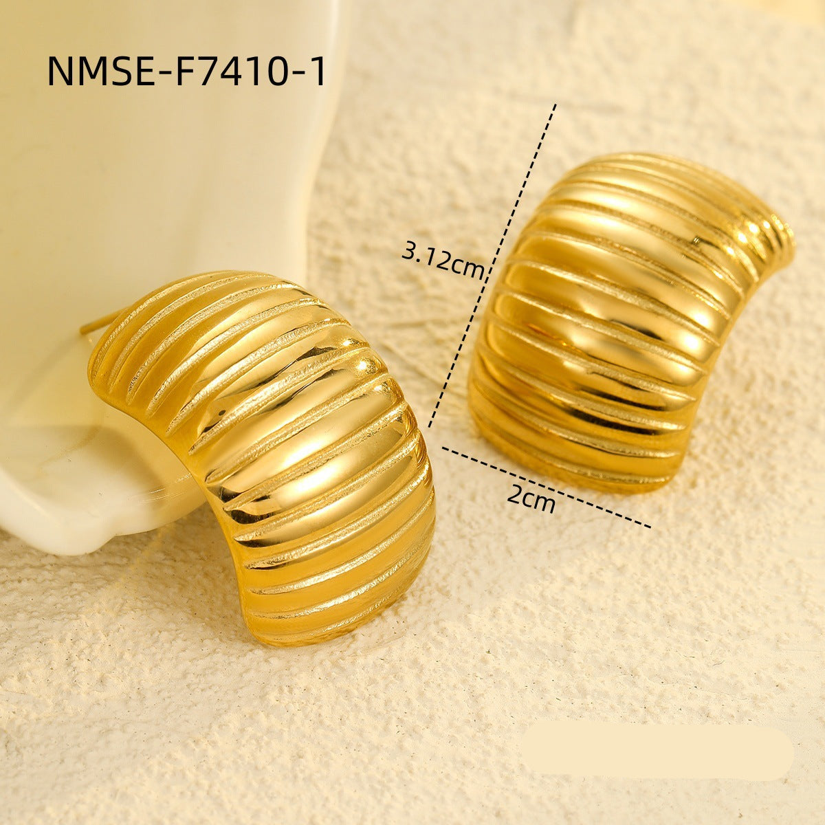 Wholesale  18K gold water drop texture stainless steel irregular earrings