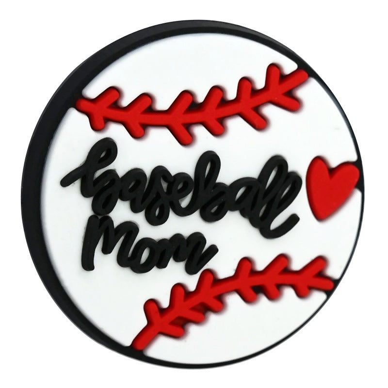 Wholesale 100pcs randomly Baseball series PVC soft rubber double-sided perforated cartoon bead ornaments