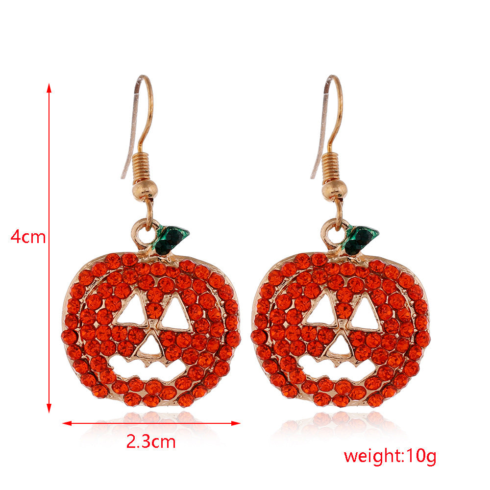 Wholesale Halloween Series Earrings Horror Funny Personality Skull Spider Pumpkin Alloy Drop Oil Earrings