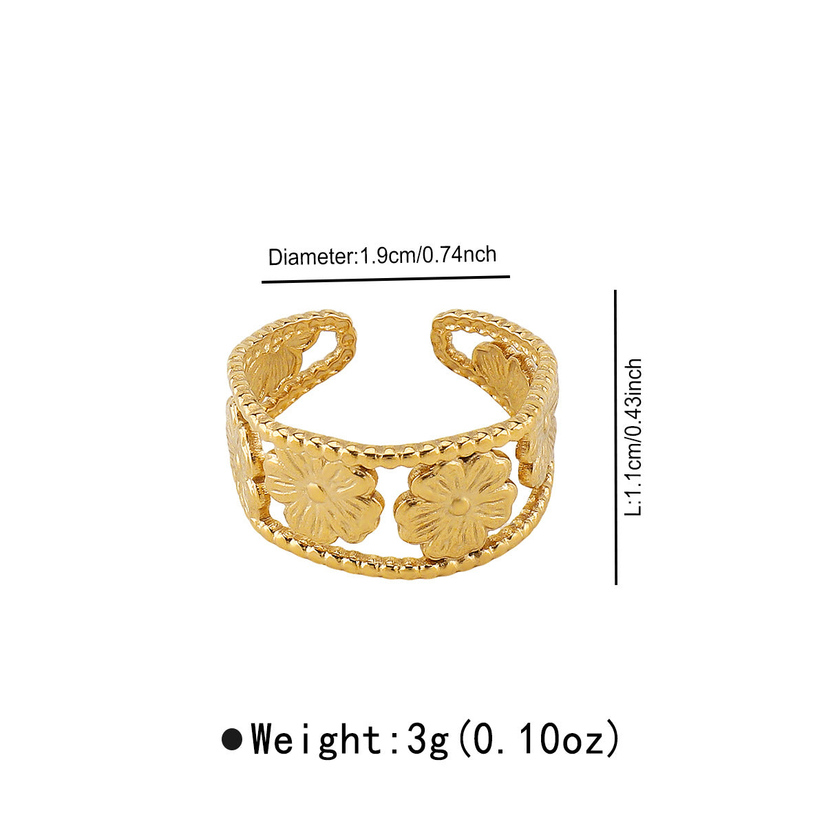 Wholesale Stainless Steel Retro Niche Design Flower Bracelet Opening Adjustable Bracelet