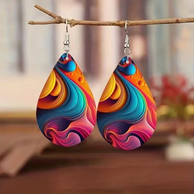 Wholesale Bohemian Water Ripple Acrylic Earrings Trendy Fashion Jewelry Accessory for Party Gift