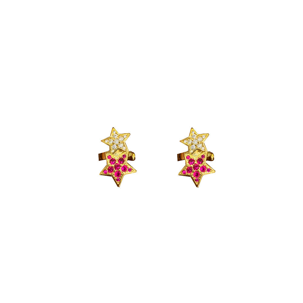 Wholesale Gemini ring light luxury  irregular star non-pierced earrings