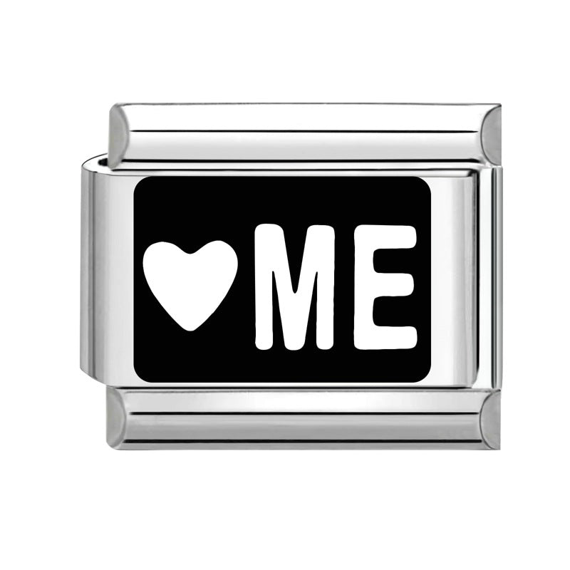 Wholesale  Italian Charm Bracelet 9mm DIY Splicing Removable Black and White Series Stainless Steel Composable Bracelet