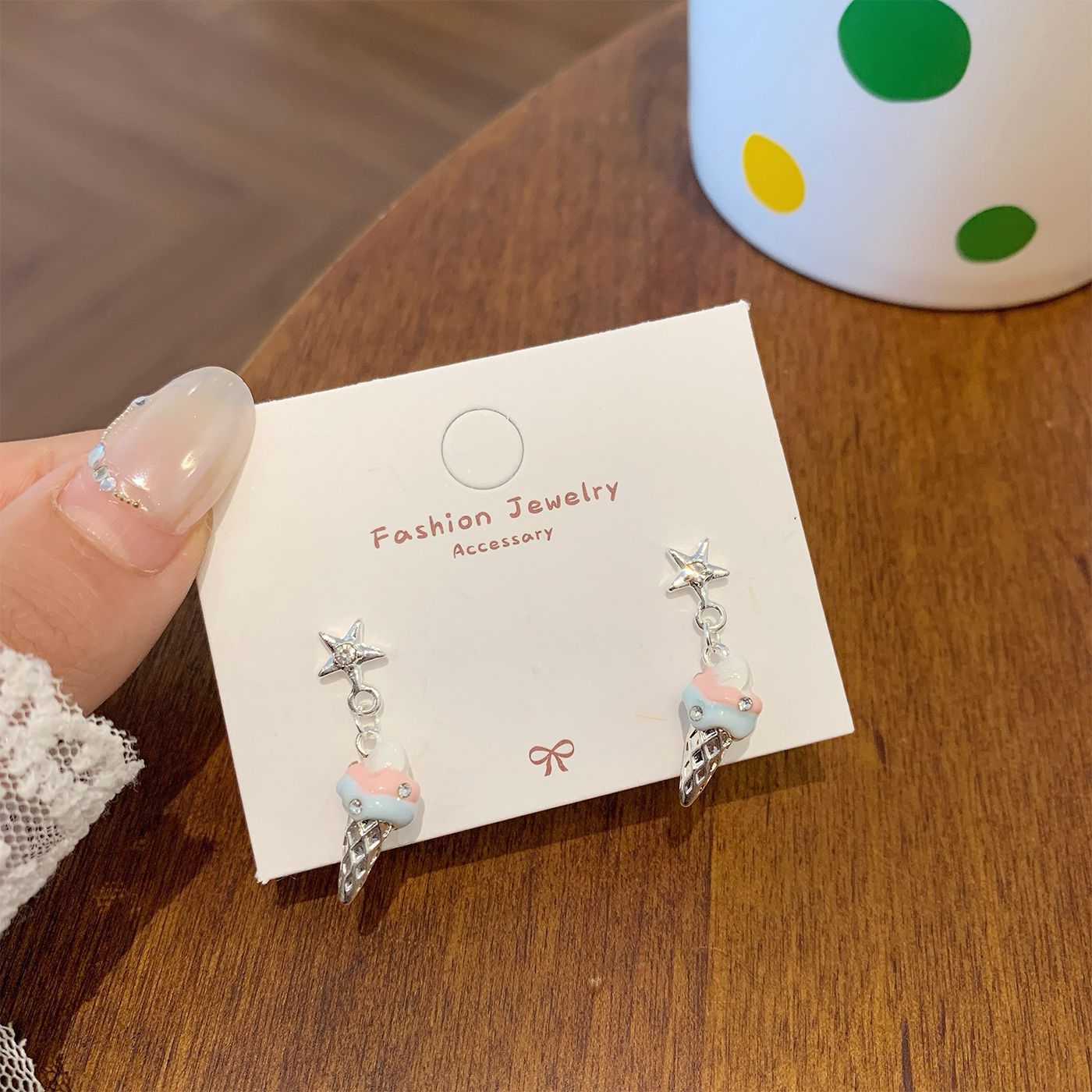 Wholesale Sweet and cute strawberry cake ice cream dessert earrings silver needle light luxury design girly heart earrings