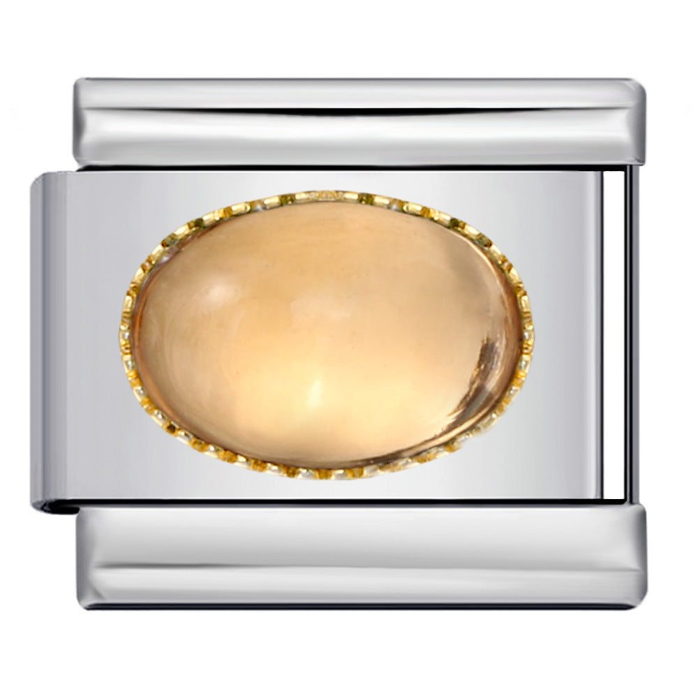 Wholesale Italian Charm Bracelet 9mm DIY Splicing Removable Micro-paved Oval Color Stone Stainless Steel Composable Bracelet