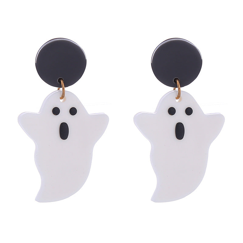 Wholesale  Pumpkin Cat Skull Funny Exaggerated Acrylic Halloween Earrings