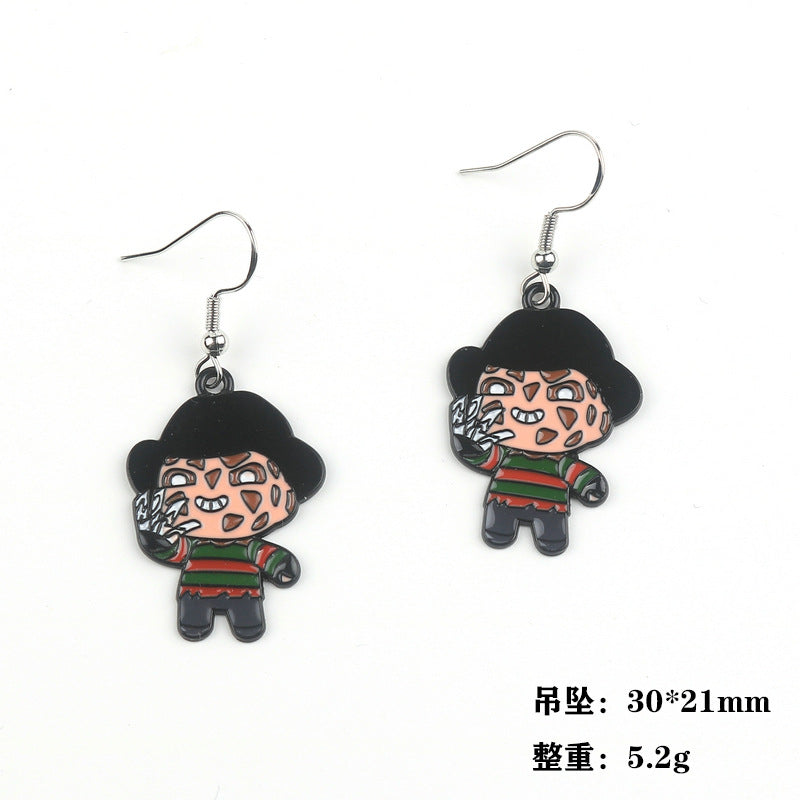 Wholesale Halloween Horror Cartoon Movie Black Plated Pendant Earrings ACC-ES-Fuyu001