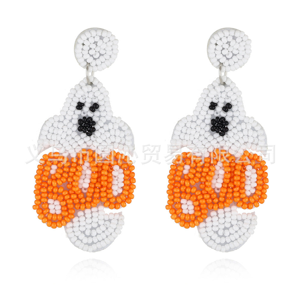 Wholesale Halloween Fabric Bead Earrings Ghost Pumpkin Spider Handmade Earrings ACC-ES-YuanQin002