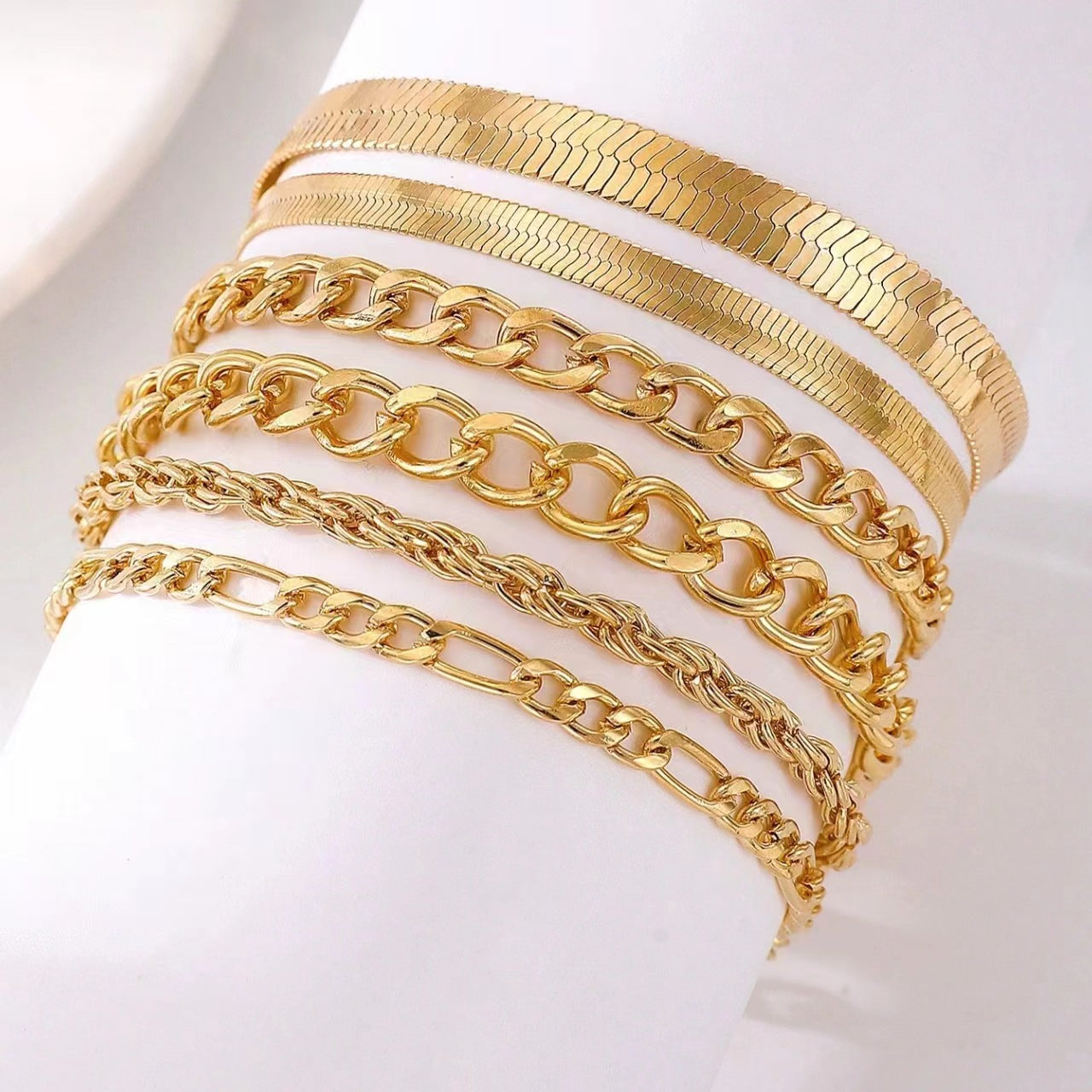 Wholesale Simple Multi-layer Metal Blade Chain Multi-layer Bracelet Set ACC-BT-MY002