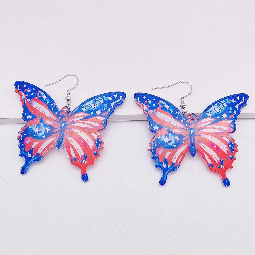 Wholesale Colorful 3D Butterfly Independence Day Acrylic Earrings ACC-ES-PengDao001