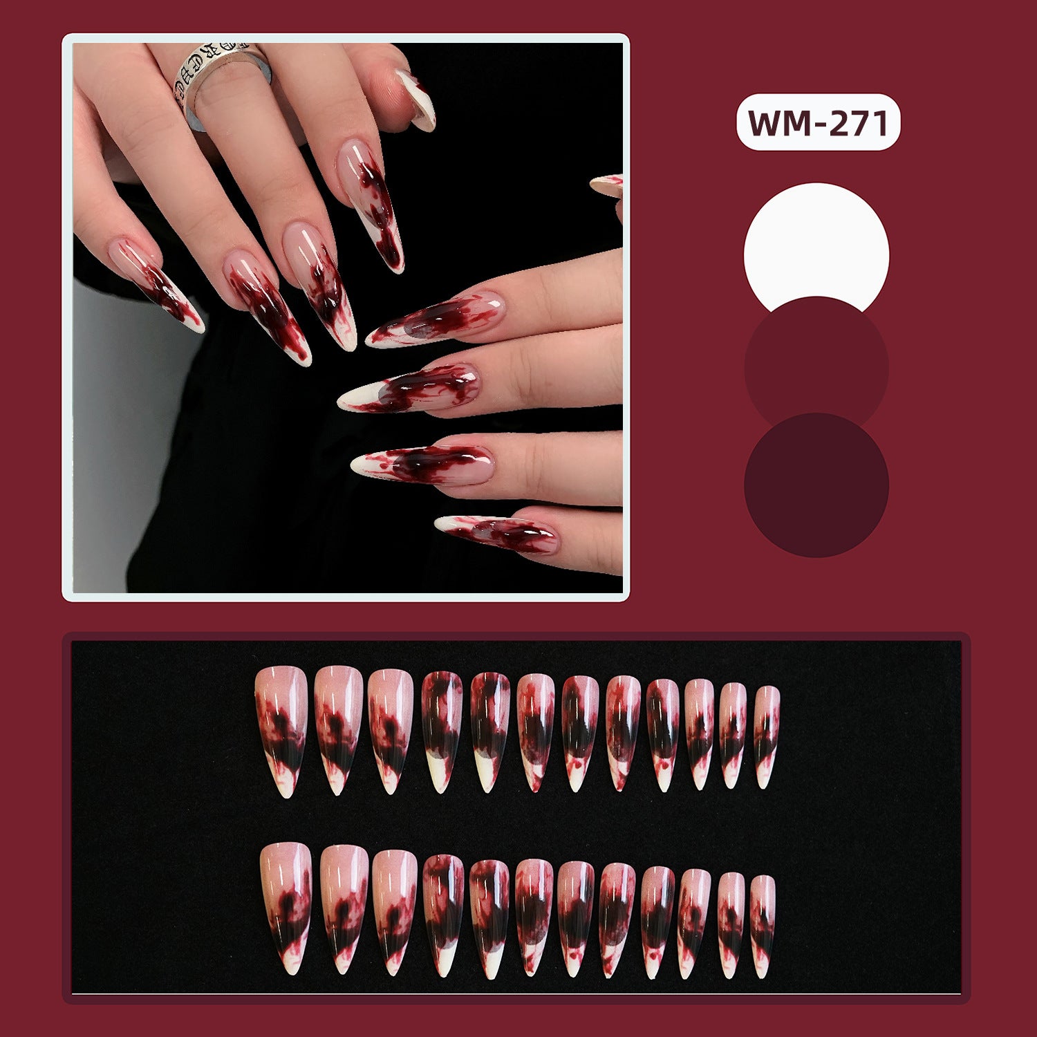 Wholesale 24 Pieces/ box  Red Nails Kits Nail Stickers