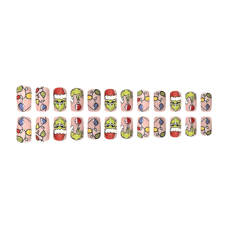Wholesale 24 Pieces/box Christmas Press-on Nails Kits Nail Stickers ACC-NS-FengLi005