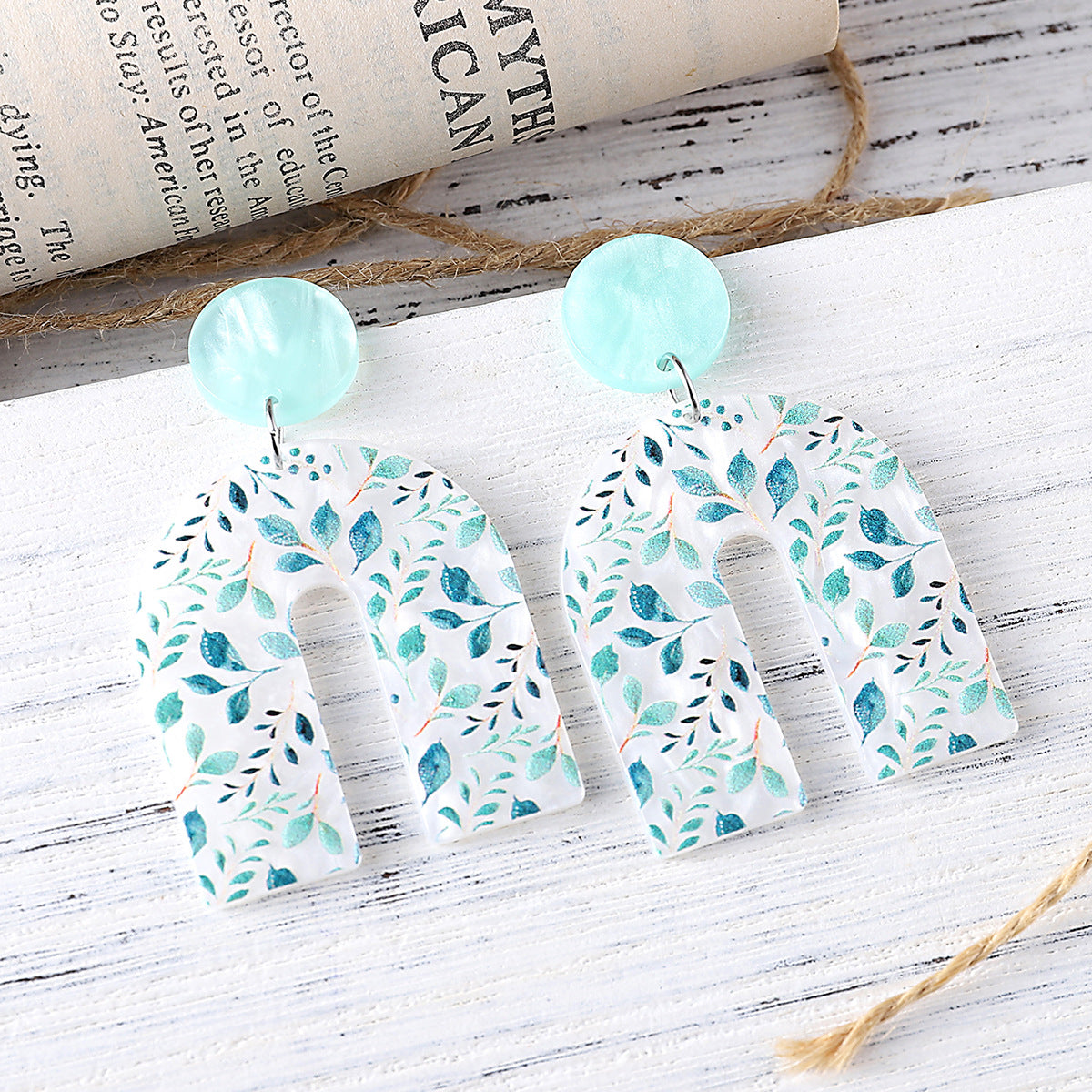 Wholesale Colorful Flower Leaves Acrylic Pendant Earrings