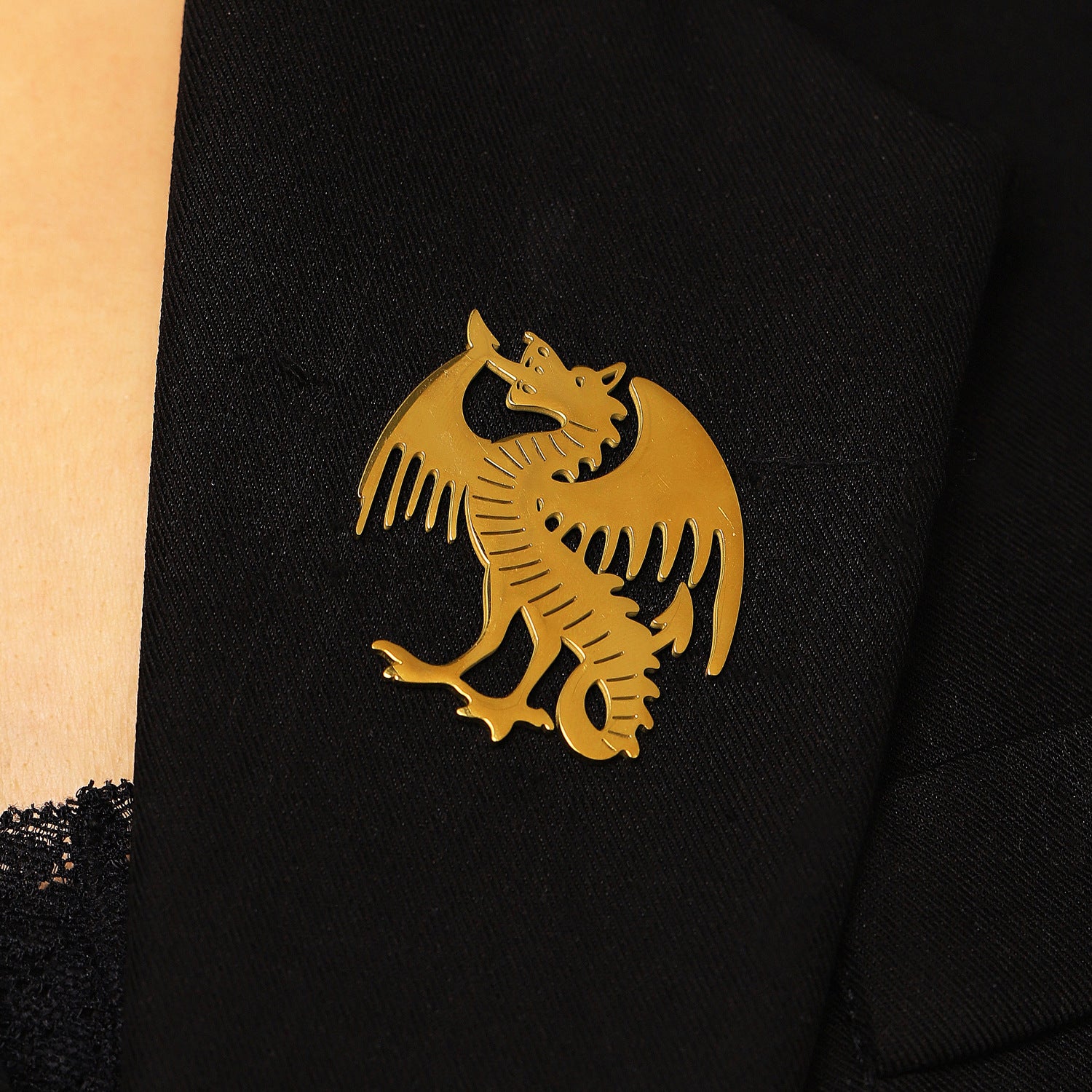 Wholesale Trendy Stainless Steel Bird Brooch 18K Gold Tone Animal Pin For Women Suit Accessory