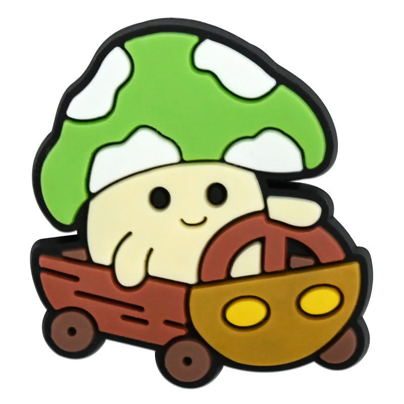 Wholesale   Random 100pcs Creative Cute cartoon mushroom series  PVC Soft Rubber Shoe Buckle Decoration