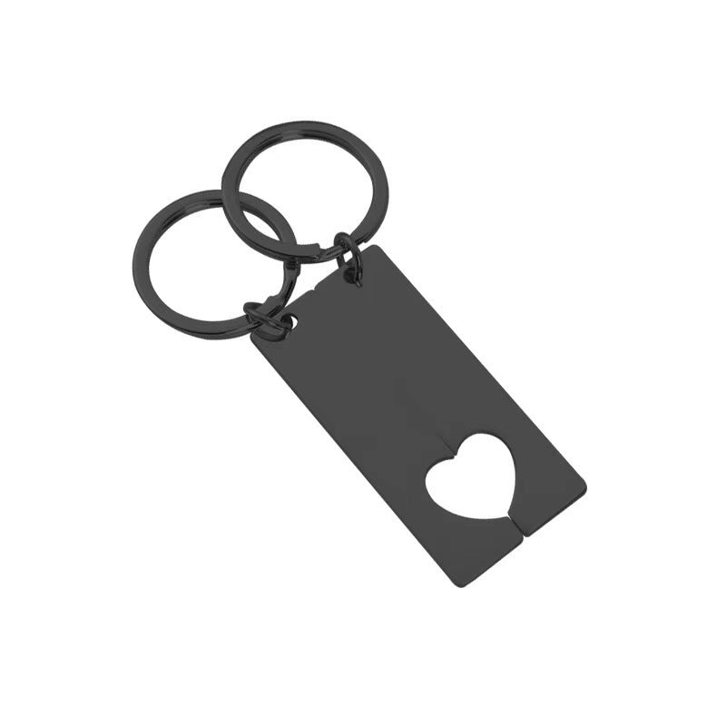Wholesale Stylish Engravable Stainless Steel Couple Heart Keychain Fashion Accessory For Boutique Resale