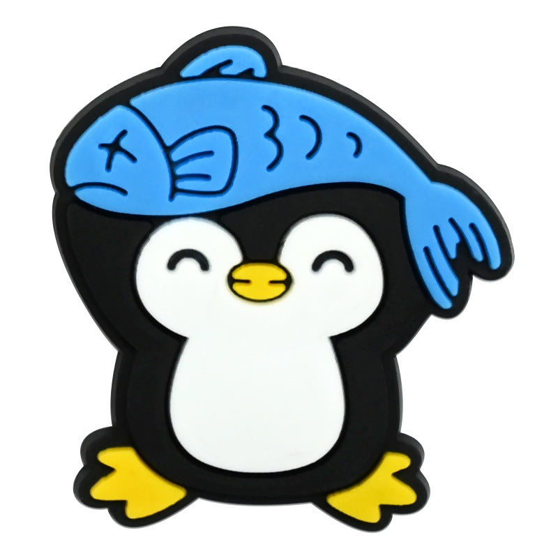 Wholesale   Random 100pcs Creative Cartoon Penguin Series PVC Soft Rubber Shoe Buckle Decoration