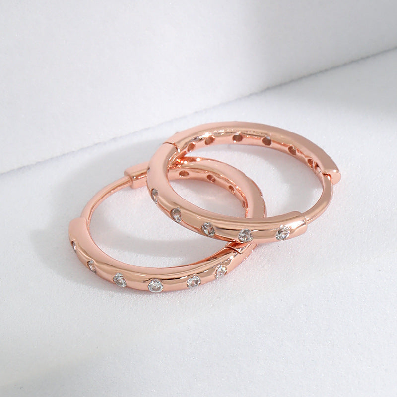 Wholesale  Diamond Ring Earrings  Rose Gold Folded Earrings