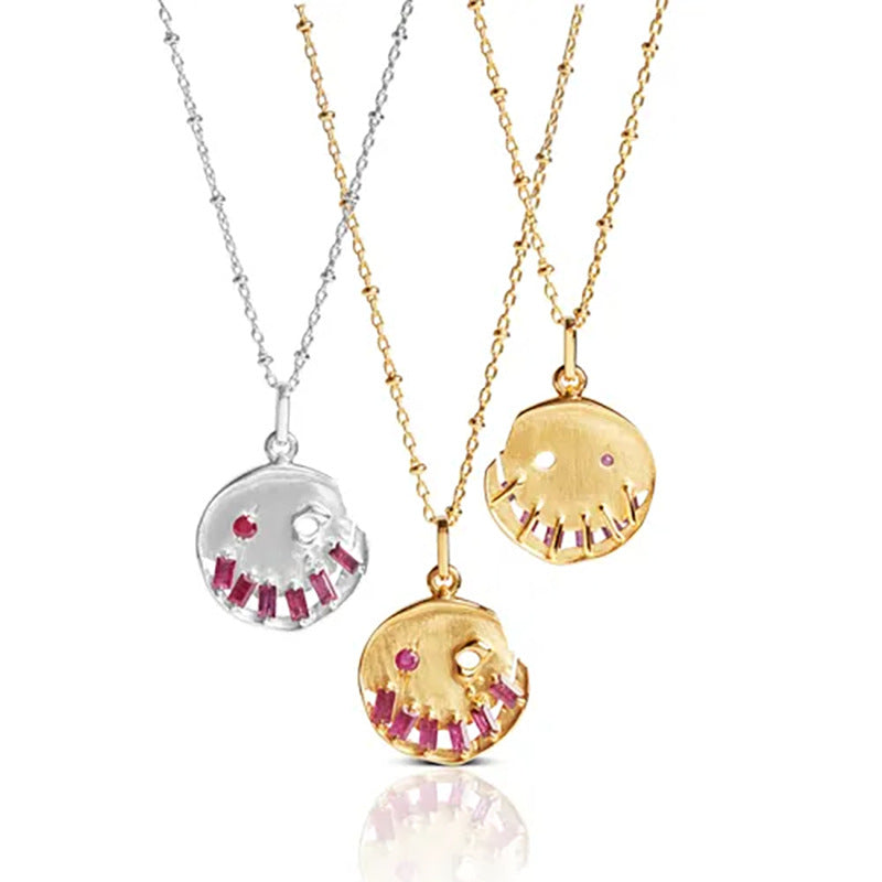 Wholesale  light luxury smile pumpkin inlaid zircon 12 birthstone necklace