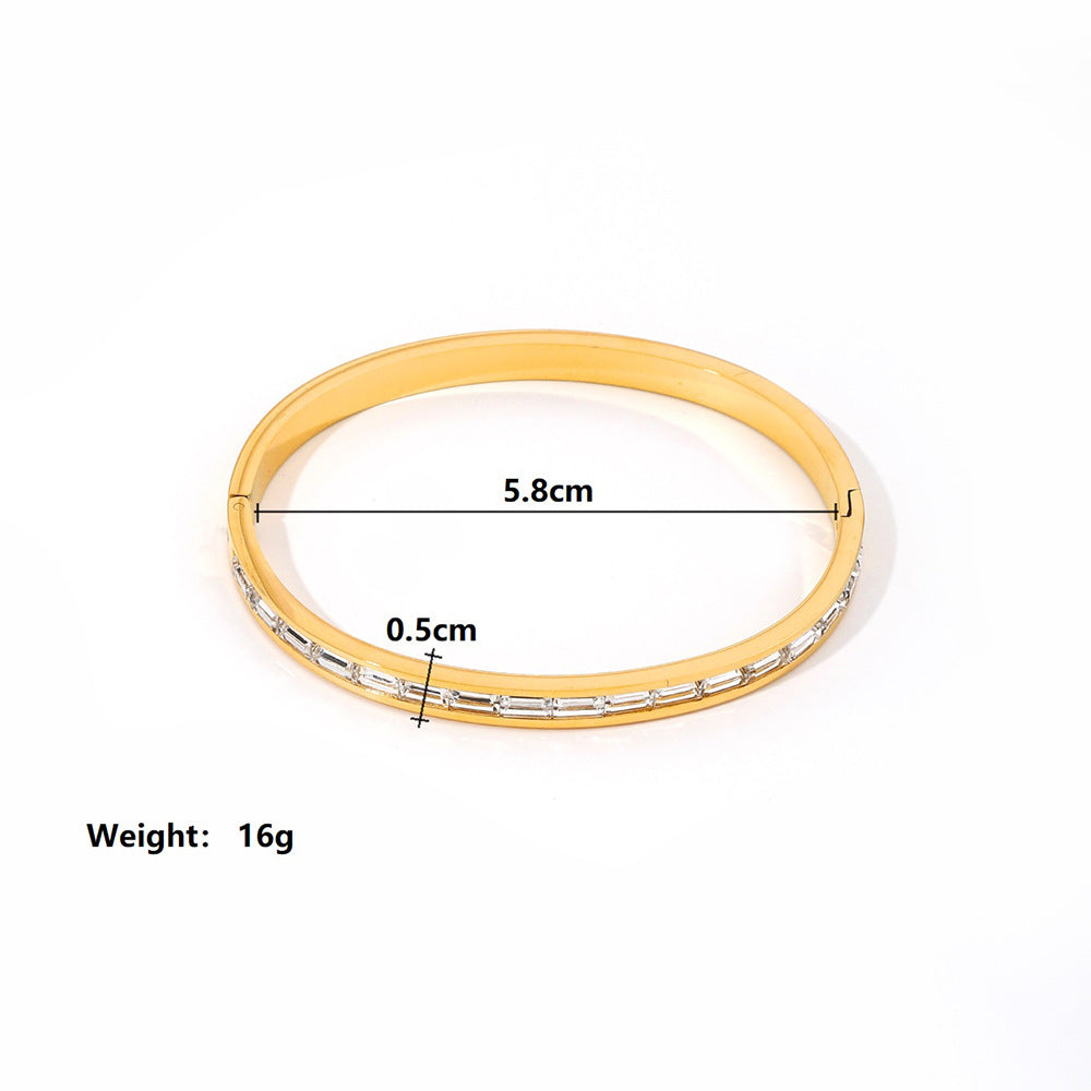 Wholesale Golden Stainless Steel Zircon Hollow Bracelet Retro Titanium Steel Bracelet Ornament Vintage  ACC-BT-Yazhi001