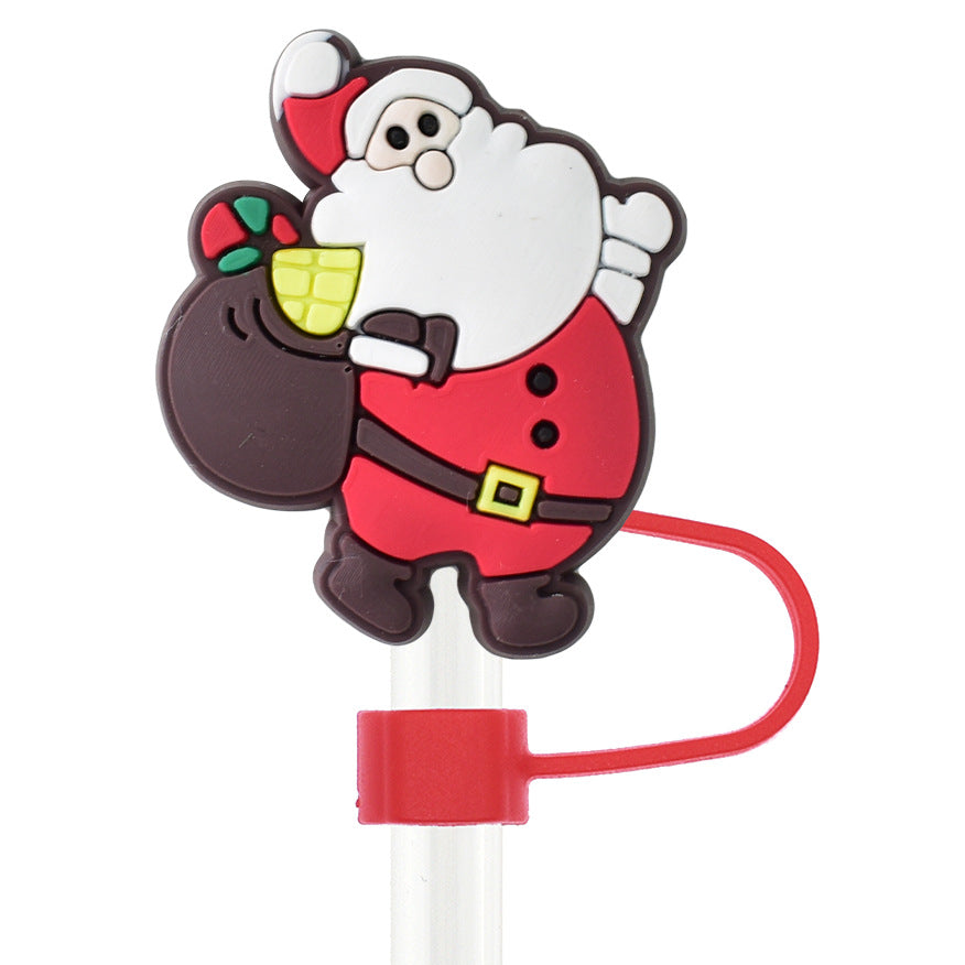 Wholesale  Random 100pcs Christmas  10mm PVC Soft Straw Tube Cap