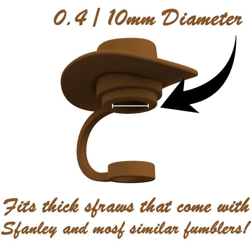 Wholesale Western Style Cowboy Hat Silicone Straw Tube Cap 6-10mm Straw Decoration Straw Cover ACC-SCR-HuaYi001