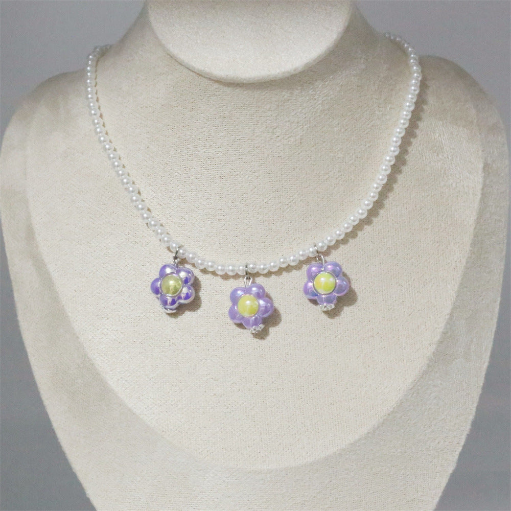 Wholesale  Flower Pearl Necklace  Clavicle Chain