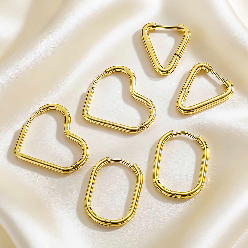 Wholesale Titanium steel square heart earrings