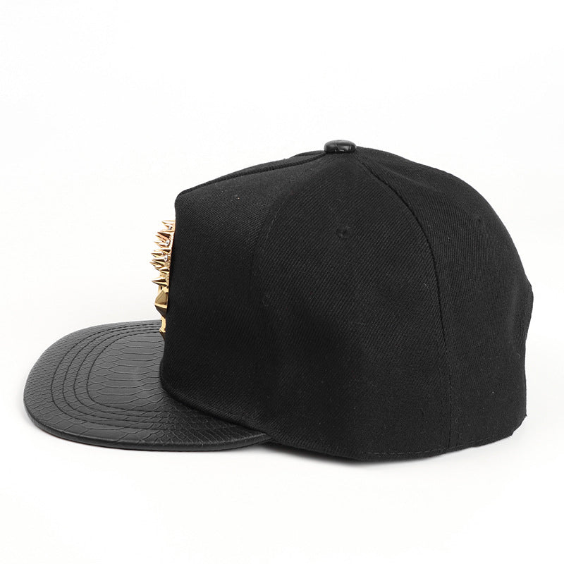 Wholesale hat metal skull flat hat snakeskin brim Tide brand hip-hop baseball cap