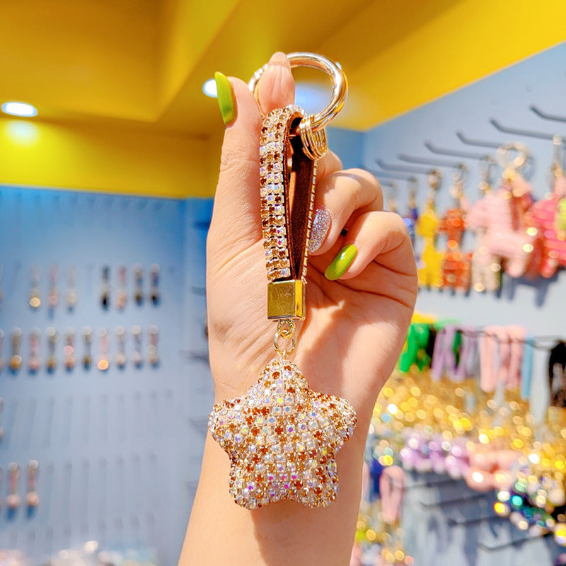 Wholesale Full Drill Star Keychain with Tassel,  Fashion Bag Charm and Car Key Accessory Gift