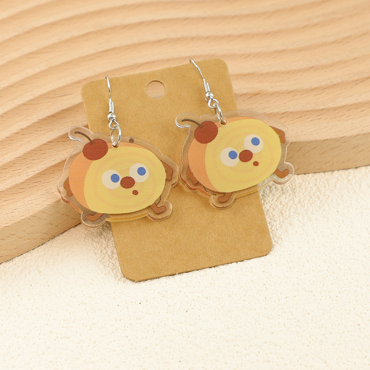 Wholesale Cartoon bread cake big eyes fruit apple cat acrylic earrings