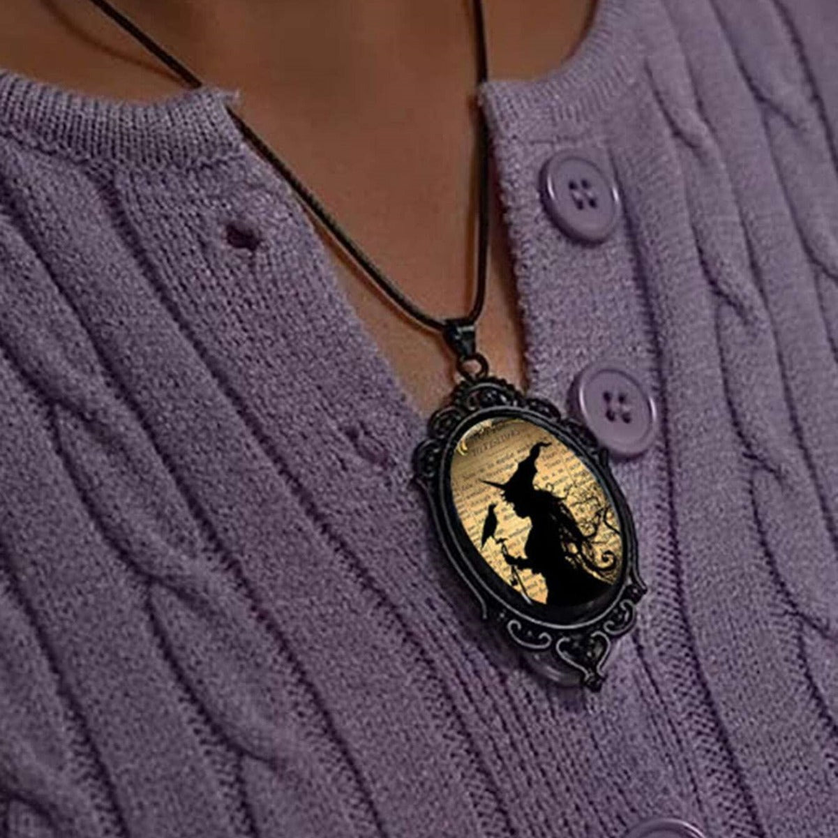 Wholesale  Black Bird Witch Alloy Necklace with Cross Chain,  Fashion Accessory for Resale
