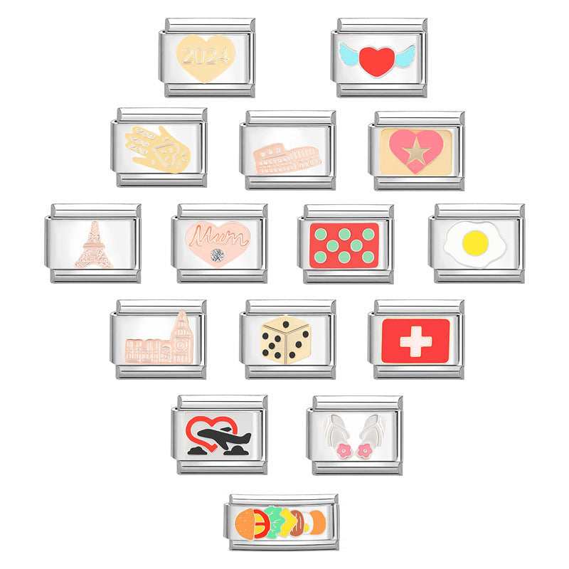 Wholesale Italian Charm Bracelet 9mm DIY Splicing Creative Stainless Steel Composable Bracelet