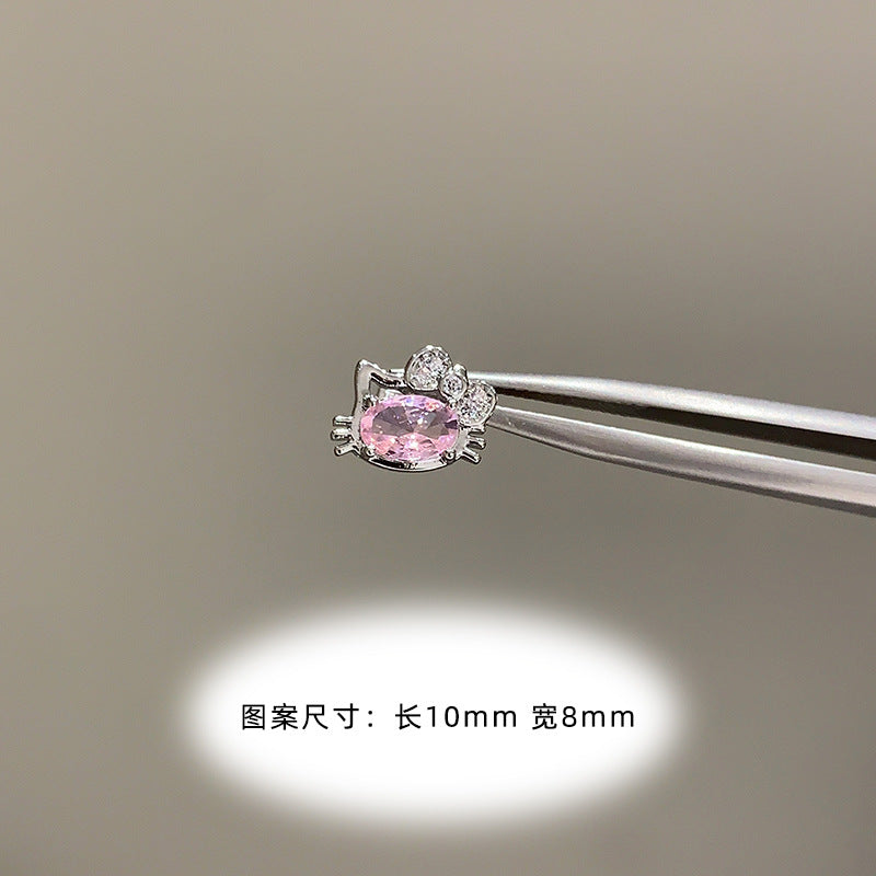 Wholesale Titanium Steel Full Diamond Cat Earrings