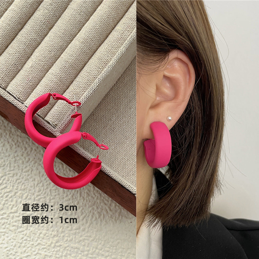 Wholesale Candy Color Geometric Square Circle C Shape Earrings