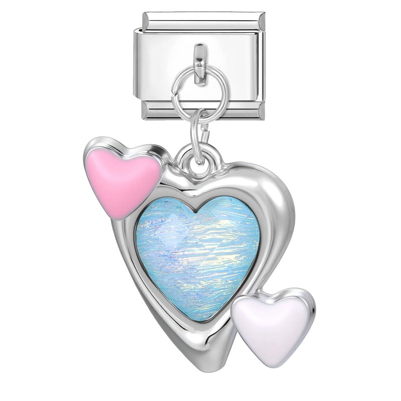 Wholesale Italian Charm Bracelet 9mm DIY Splicing Colorful Silver Pendant Stainless Steel Composable Bracelet