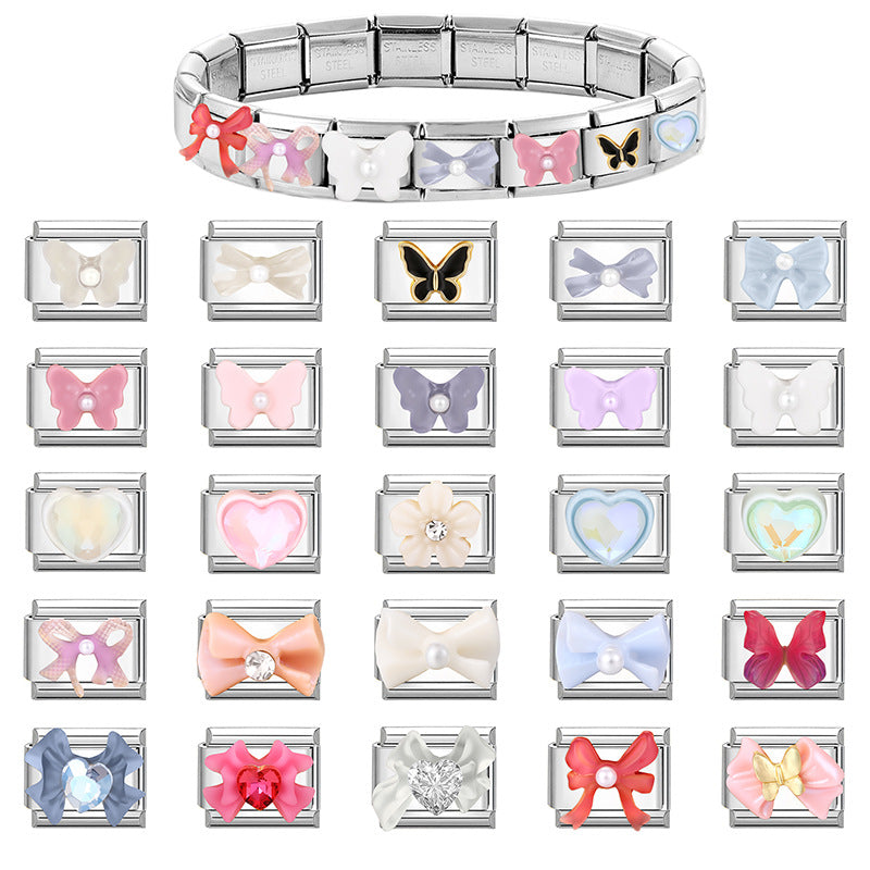 Wholesale  Italian Charm Bracelet 9mm DIY Colorful Personalized Creative Stainless Steel Composable Bracelet