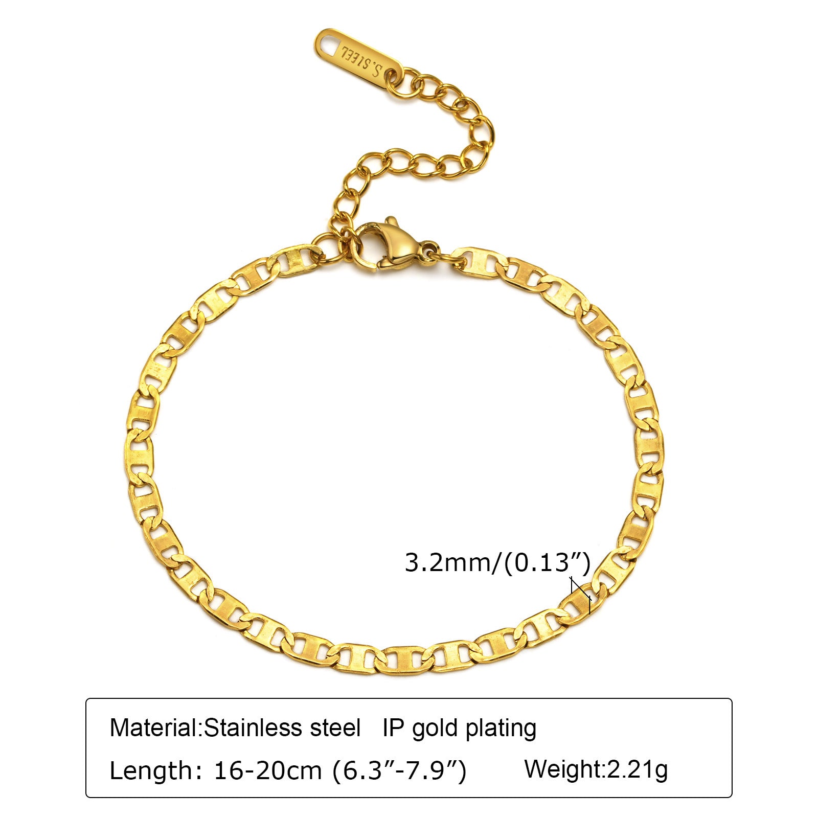 Wholesale 18K Gold Tone Stainless Steel Thin Evil Eye Chain Bracelet Minimalist Layered Design Gift Fashion Jewelry Accessory