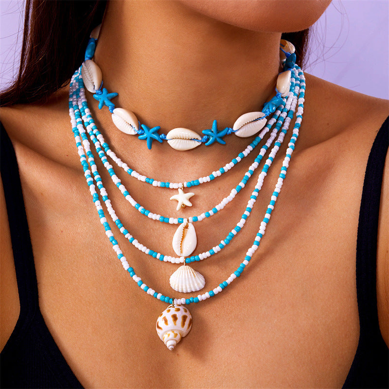 Wholesale  Bohemian Ocean Style Shell Conch Sea Star Necklace