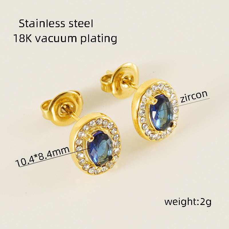 Wholesale Stainless Steel Love Zircon 18K Water Drop Sunflower Earrings ACC-ES-Zhongy002