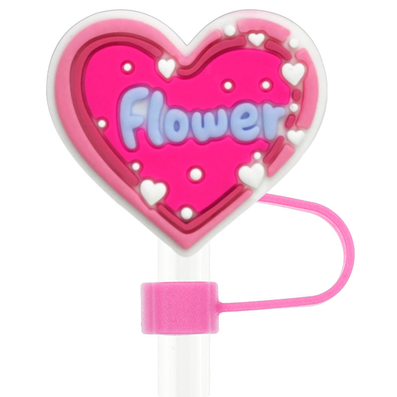 Wholesale Random 100pcs Creative Love 10mm PVC Soft Straw Tube Cap ACC-SCR-RYY097