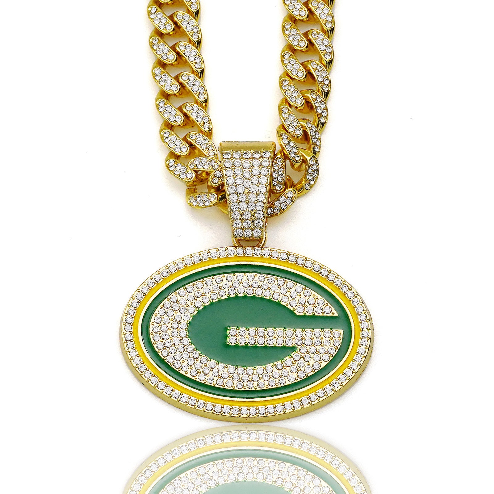 Wholesale Hip-hop diamond Cuban chain oil drop letter G round necklace