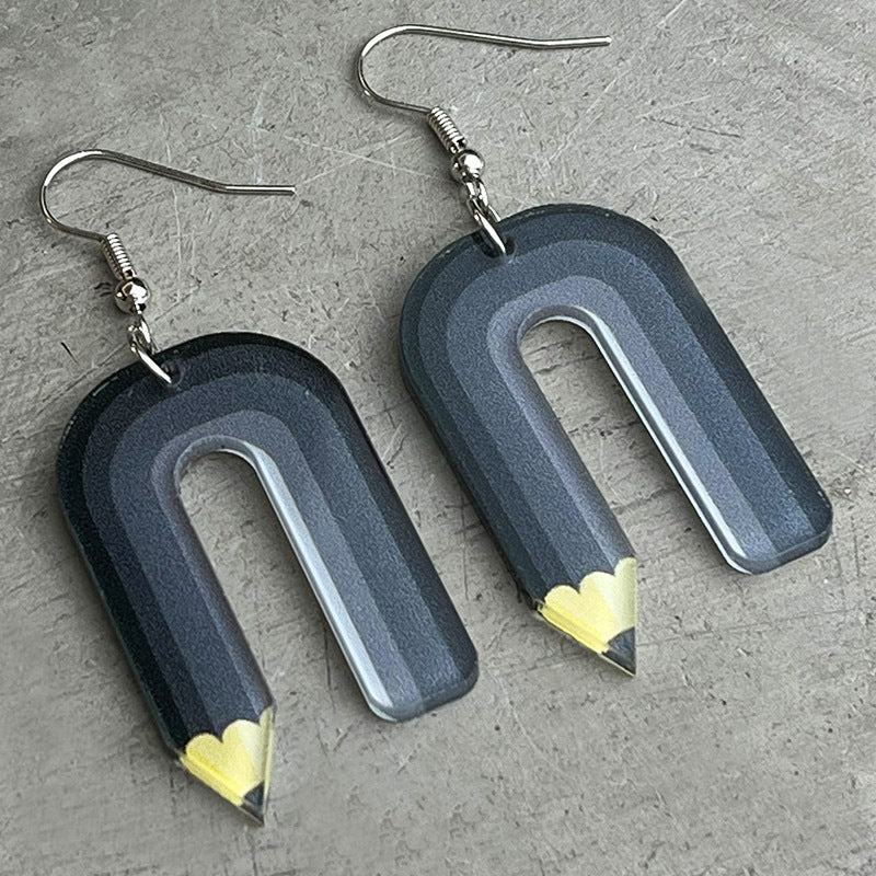 Wholesale 2 Pairs/pack Teachers Colored Pencil Art Acrylic Earrings Teacher's Day ACC-ES-HY020