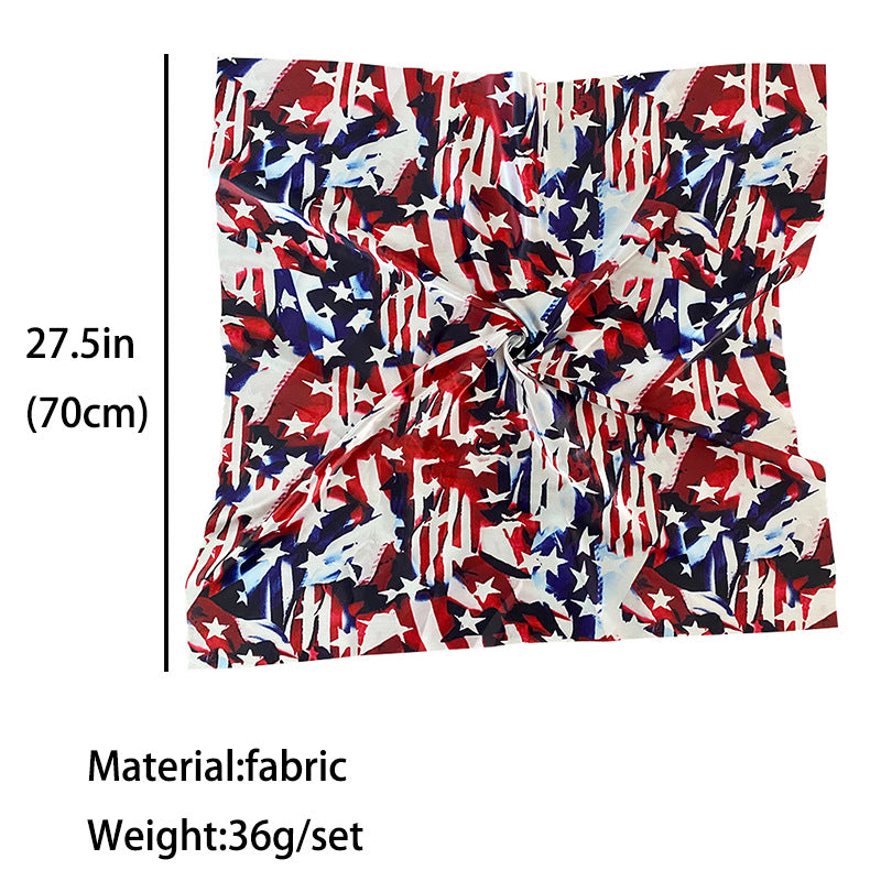 Wholesale July 4th American Flag Printed Silk Scarf 70cm  Large Square  Scarf