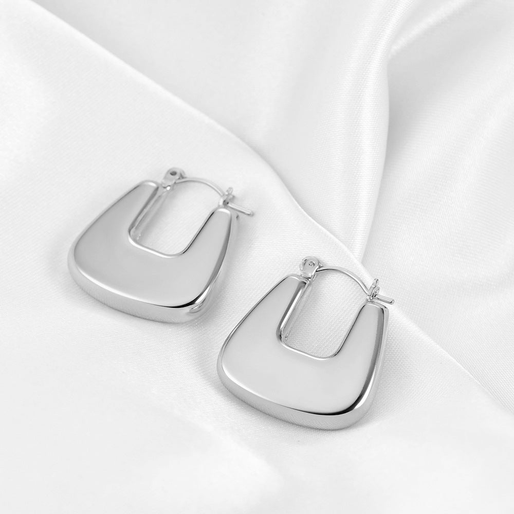 Wholesale titanium steel stereo 14K gold hollow metal geometric U-shaped earrings