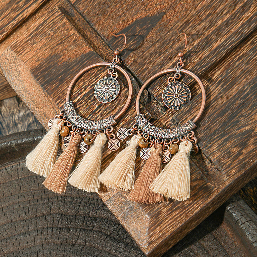 Wholesale Ethnic Style Tassel Earrings,  Retro Tribal Design Trendy Fashion Accessory for Party Wear
