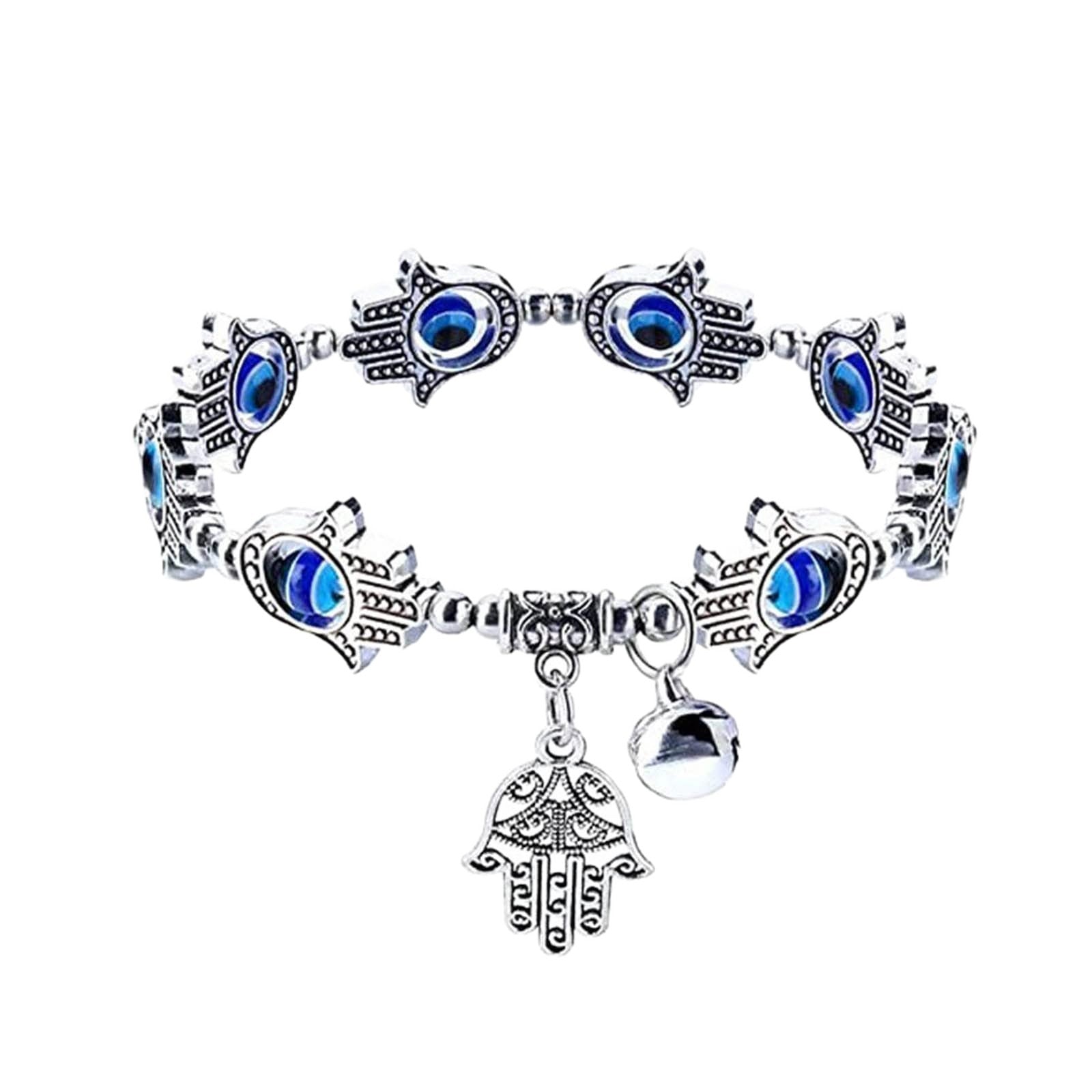 Wholesale Blue Evil Eye Glass Bead Bracelet With Palm Pendant Unisex Fashion Accessory For Everyday Wear And Boutique Resale